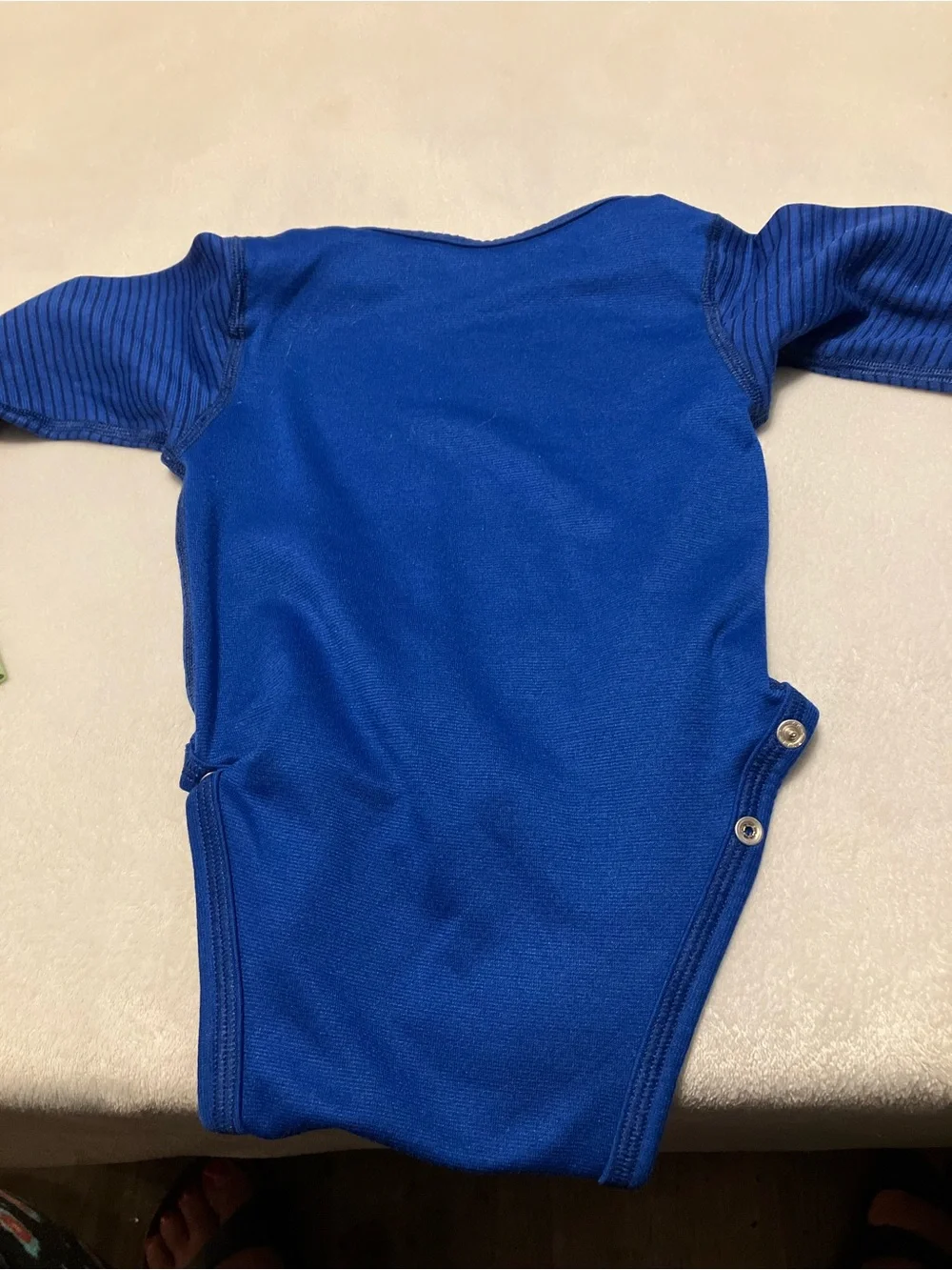Patagonia Navy Blue Baby Bodysuit & Light Green Striped Pants Set